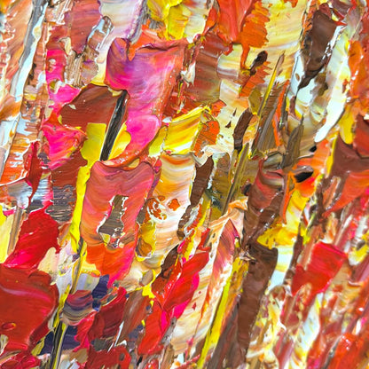 AUTUMN HARVEST: Impasto Floral Oil Painting in Warm Autumn Hues | rectangular format, hand-painted canvas edge