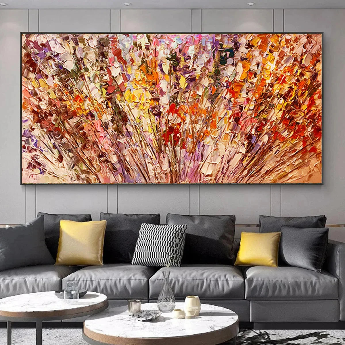 AUTUMN HARVEST: Impasto Floral Oil Painting in Warm Autumn Hues | rolled canvas, ready for custom framing