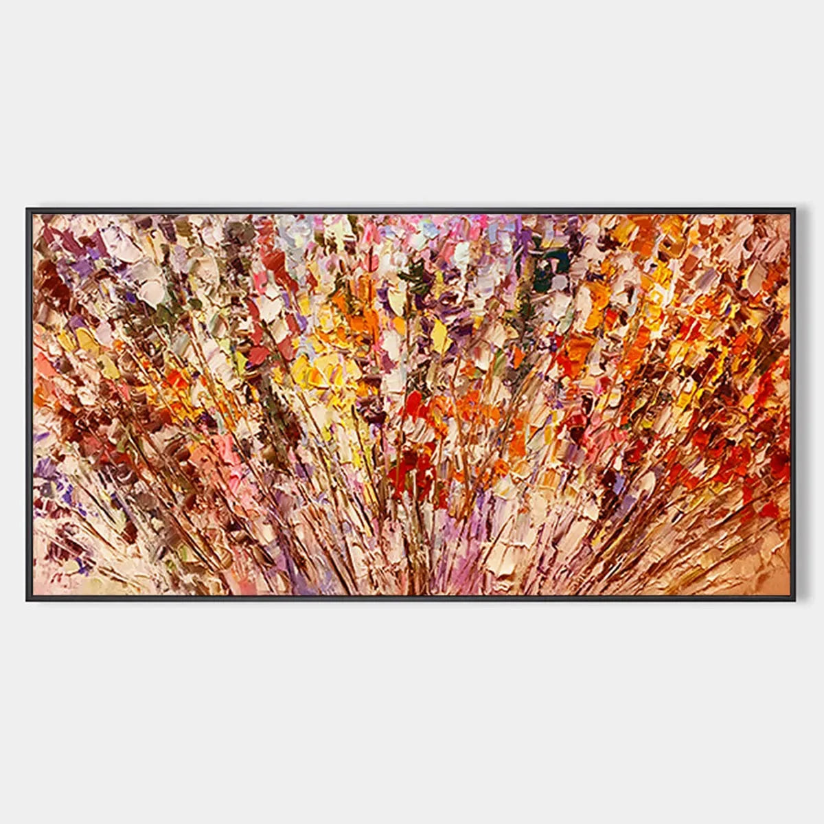 AUTUMN HARVEST: Impasto Floral Oil Painting in Warm Autumn Hues | hanging in living room, impasto wall art