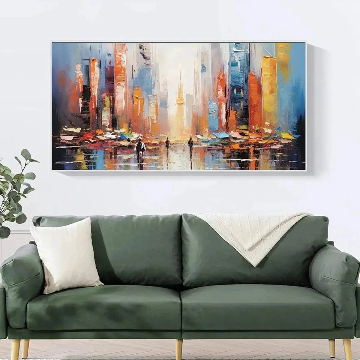 CITY MARKET: Colorful Cityscape Painting | rolled canvas, ready for custom framing