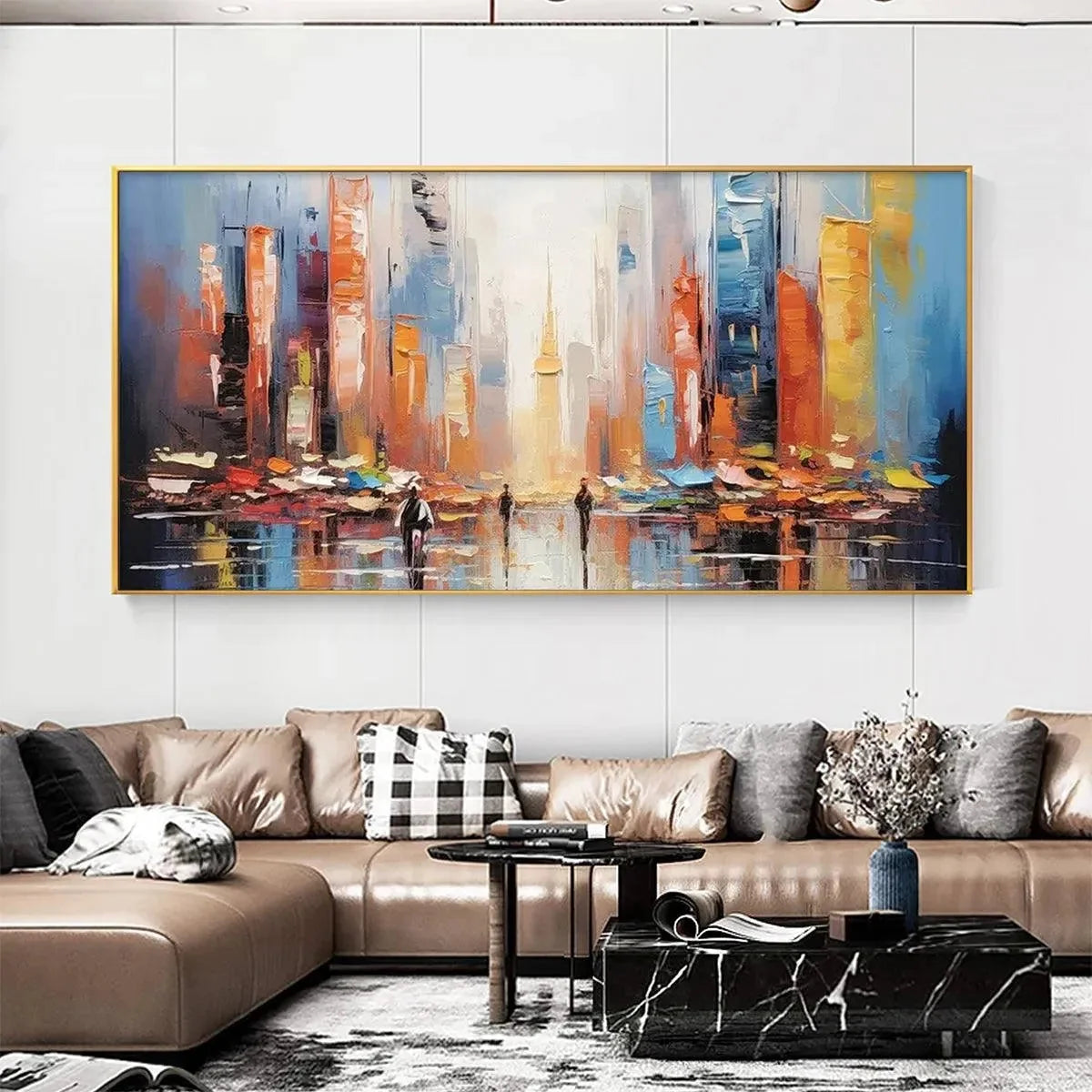 CITY MARKET: Colorful Cityscape Painting | textured mood, soft natural light studio shot