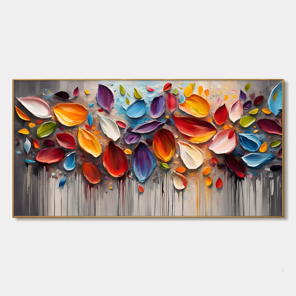 AUTUMN RAIN: Textured Impasto Leaf Fall Oil Painting | hanging in living room, impasto wall art