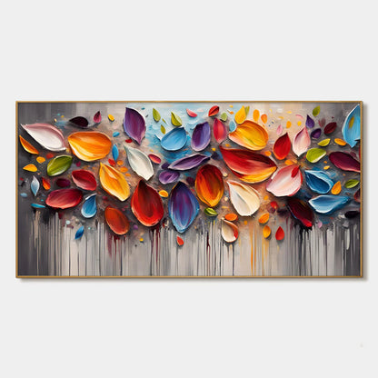AUTUMN RAIN: Textured Impasto Leaf Fall Oil Painting | hanging in living room, impasto wall art