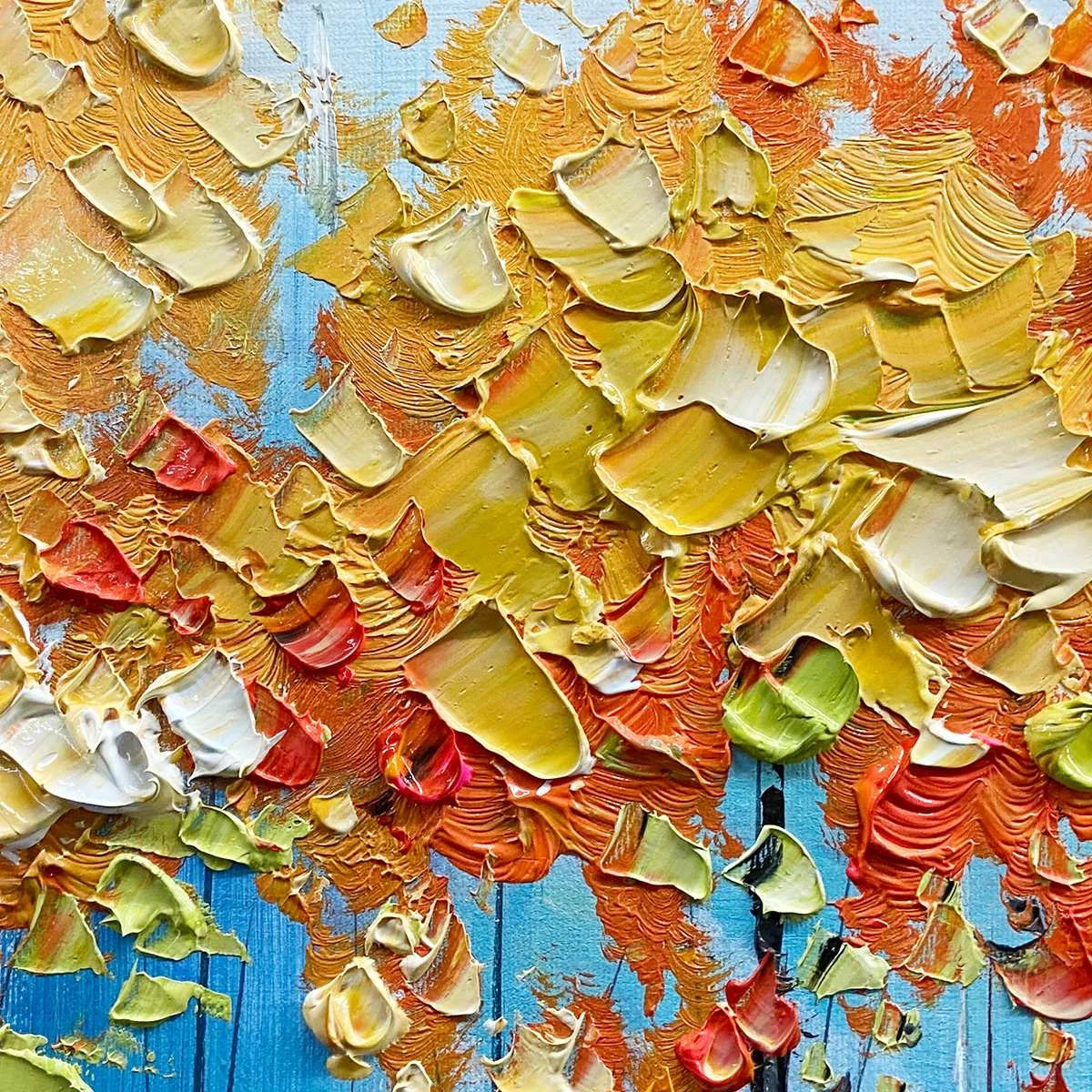 AUTUMN REFLECTIONS: Colorful Autumn Forest Landscape Oil Painting | rolled canvas, ready for custom framing