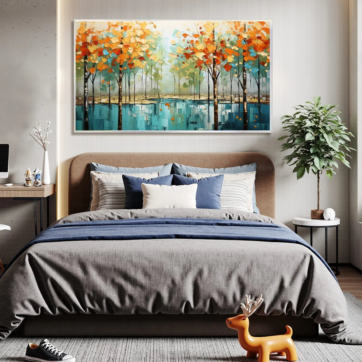 AUTUMN REFLECTIONS: Textured Landscape Oil Painting | textured mood, soft natural light studio shot