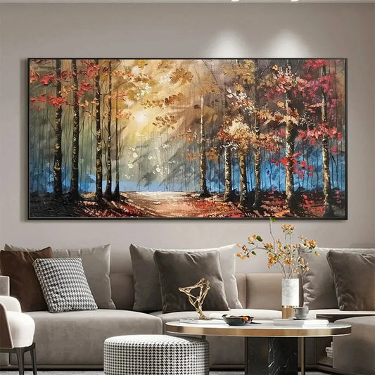 AUTUMN TRAIL: Textured Autumn Forest Landscape Painting