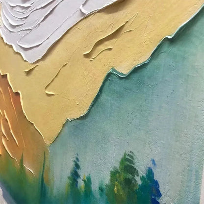 AUTUMN VALLEY: Textured Landscape Painting | rectangular format, hand-painted canvas edge
