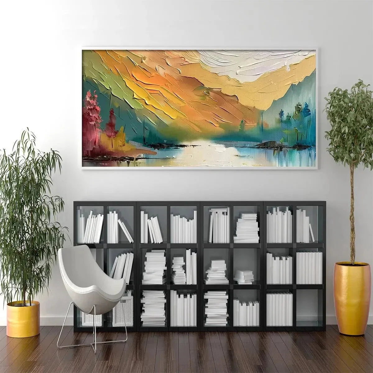 AUTUMN VALLEY: Textured Landscape Painting | multi palette, original bedroom art