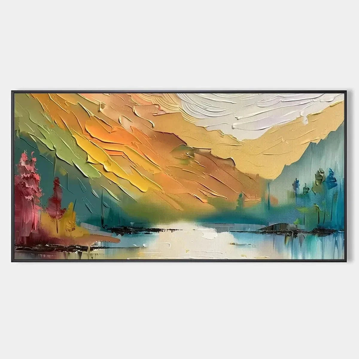 AUTUMN VALLEY: Textured Landscape Painting | hanging in living room, textured wall art