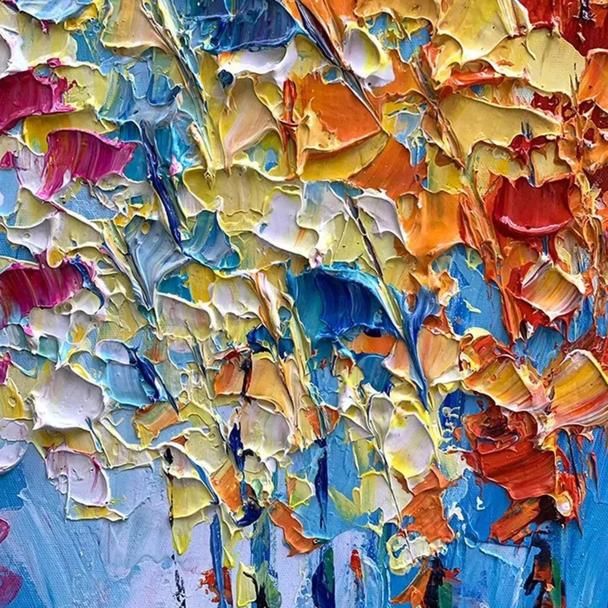 AUTUMN WALK: Textured Impasto Painting of a Couple Walking in an Autumn Forest | impasto closeup, raised brushwork detail