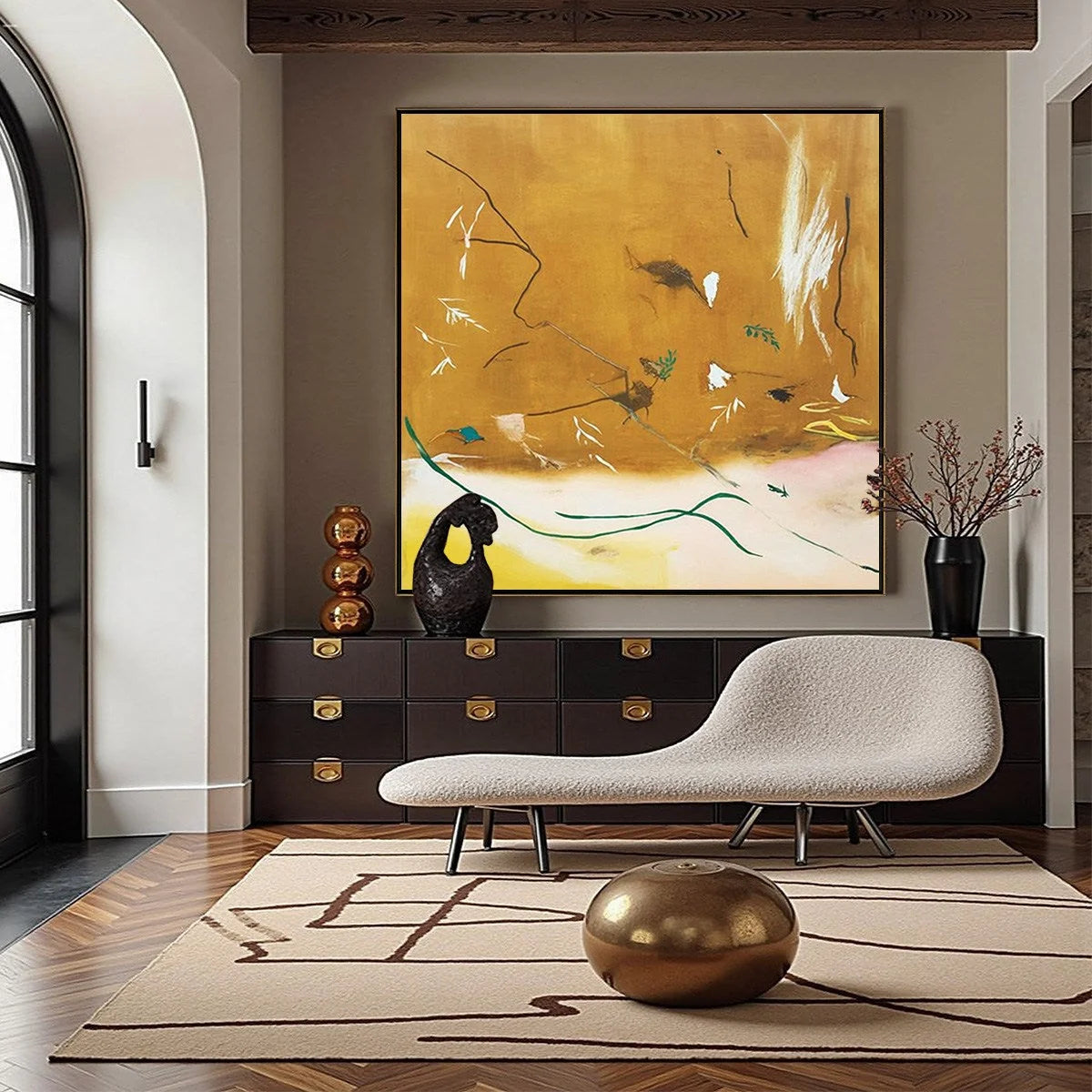 AUTUMN WHISPER: Earthy Abstract Painting for Modern Wabi Sabi Decor | wabi sabi closeup, raised brushwork detail