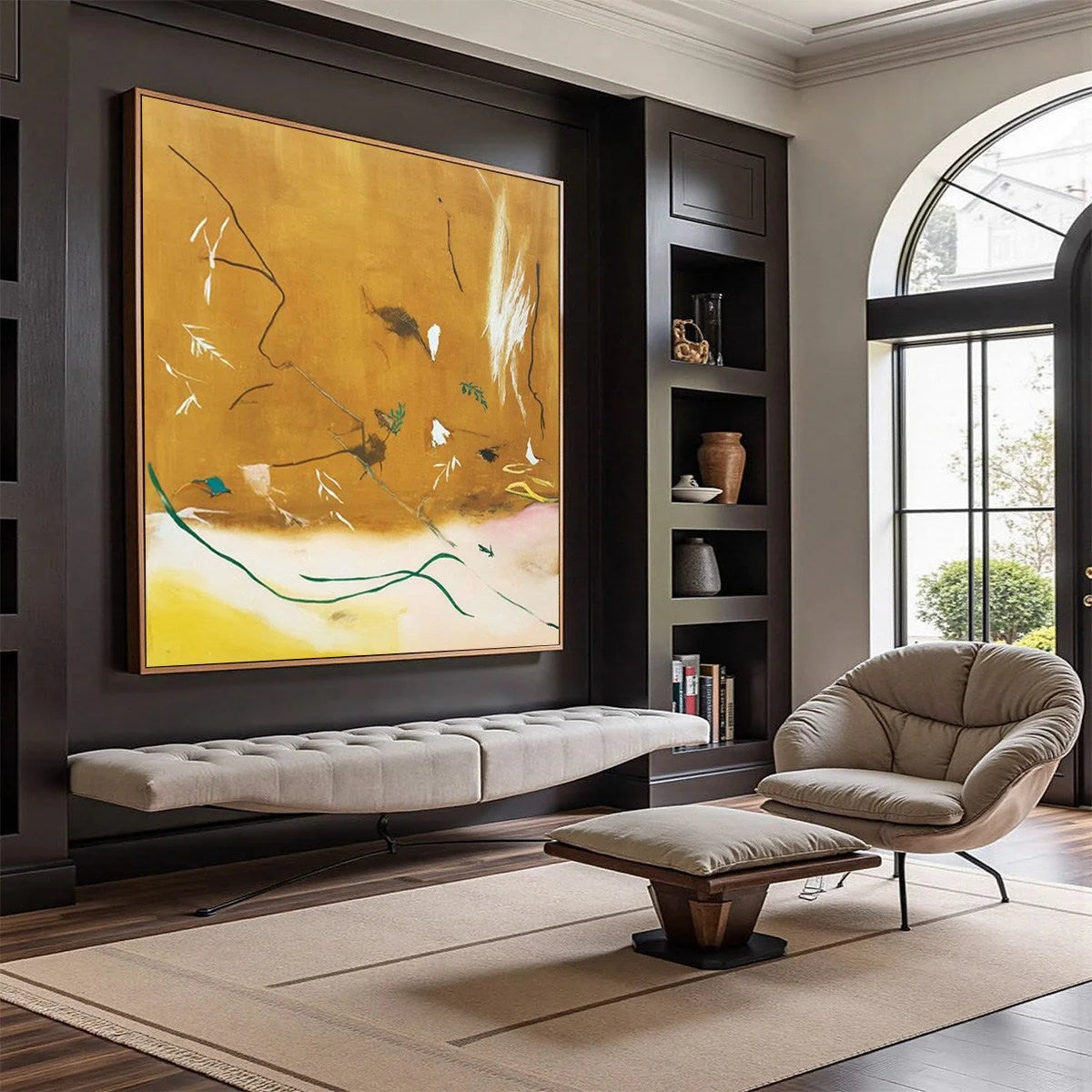 AUTUMN WHISPER: Earthy Abstract Painting for Modern Wabi Sabi Decor | wabi sabi mood, soft natural light studio shot