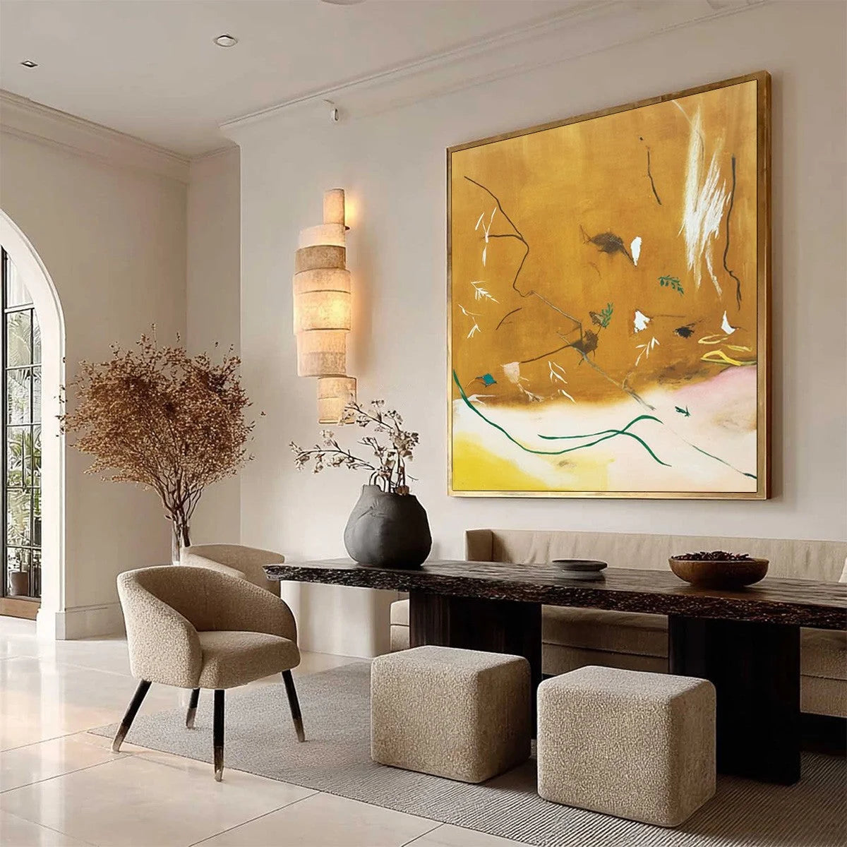 AUTUMN WHISPER: Earthy Abstract Painting for Modern Wabi Sabi Decor | beige palette, original bedroom art