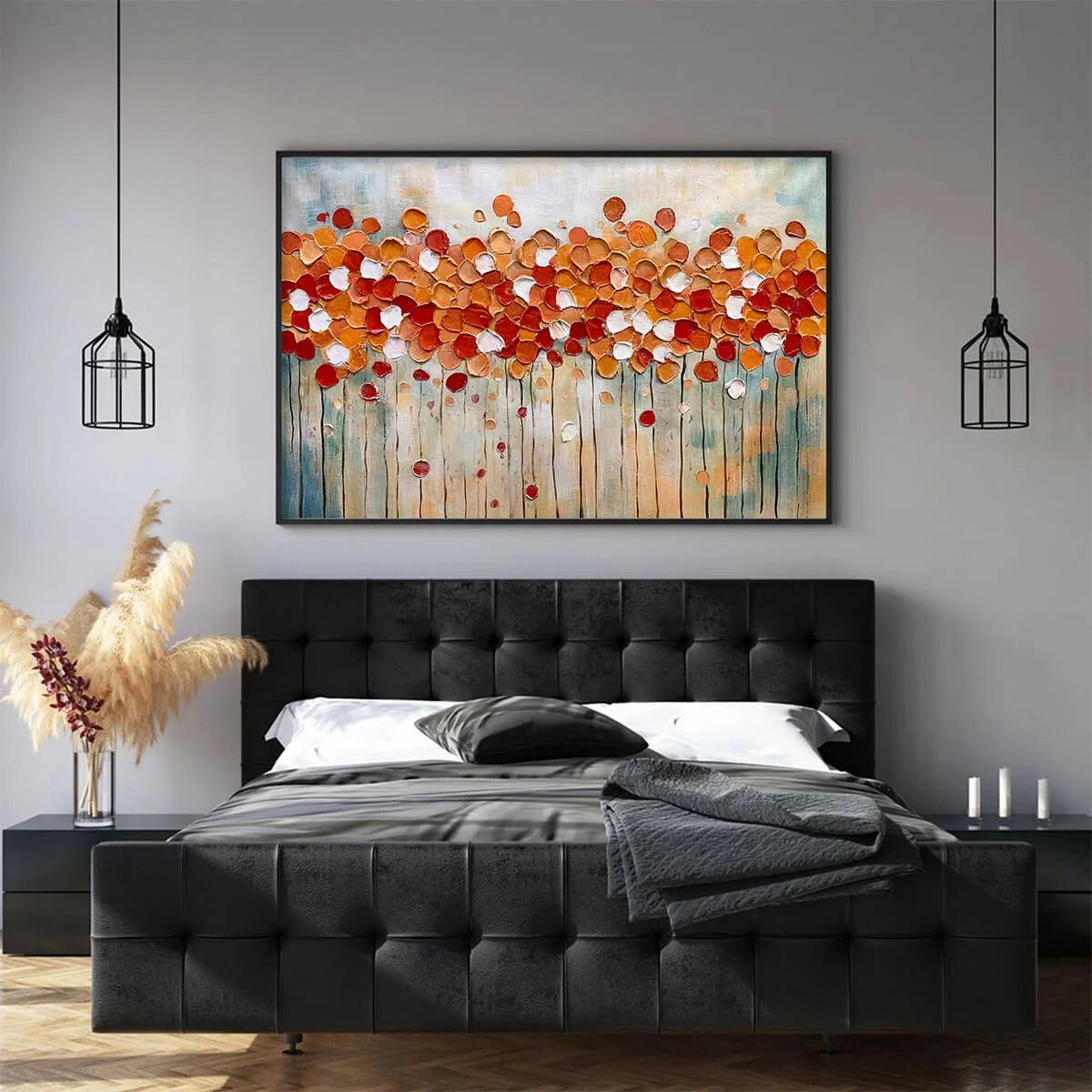 AUTUMN WHISPERS: Abstract Landscape Impasto Oil Painting | Abstract mood, soft natural light studio shot