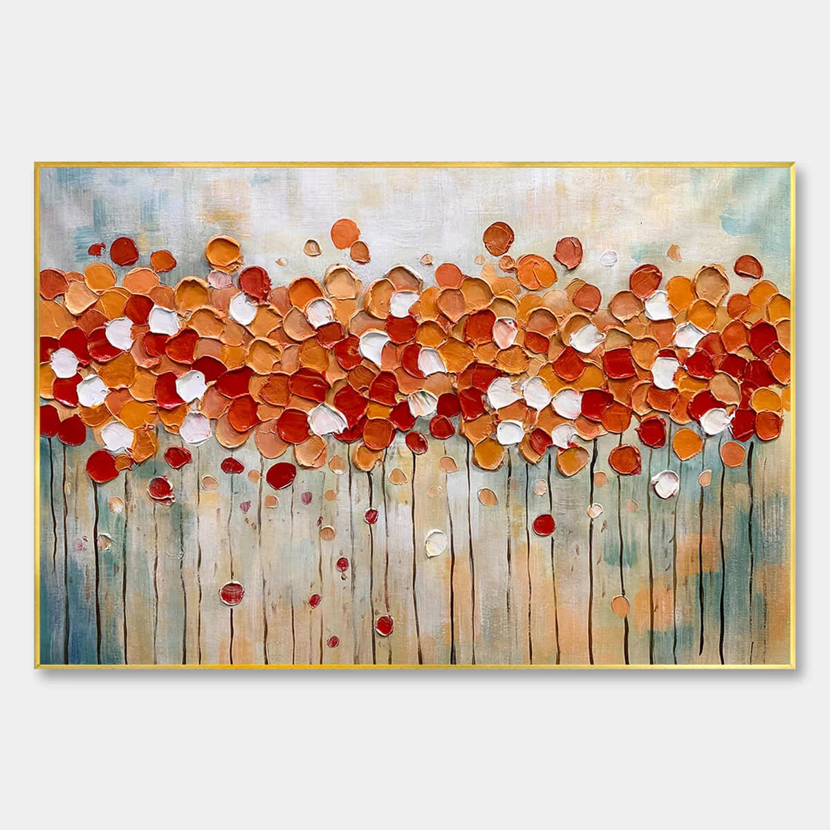 AUTUMN WHISPERS: Abstract Landscape Impasto Oil Painting | hanging in AUTUMN WHISPERS: Abstract Landscape Impasto Oil Painting featuring layered textured brushwork in refined tones; abstract compos...