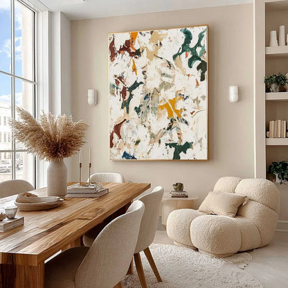 AUTUMN WHISPERS: Textured Abstract Impasto Oil Painting | Abstract mood, soft natural light studio shot