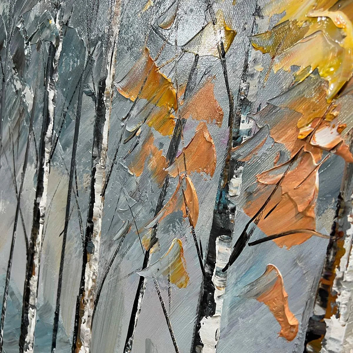AUTUMN WHISPERS: Textured Impasto Landscape Oil Painting | rectangular format, hand-painted canvas edge