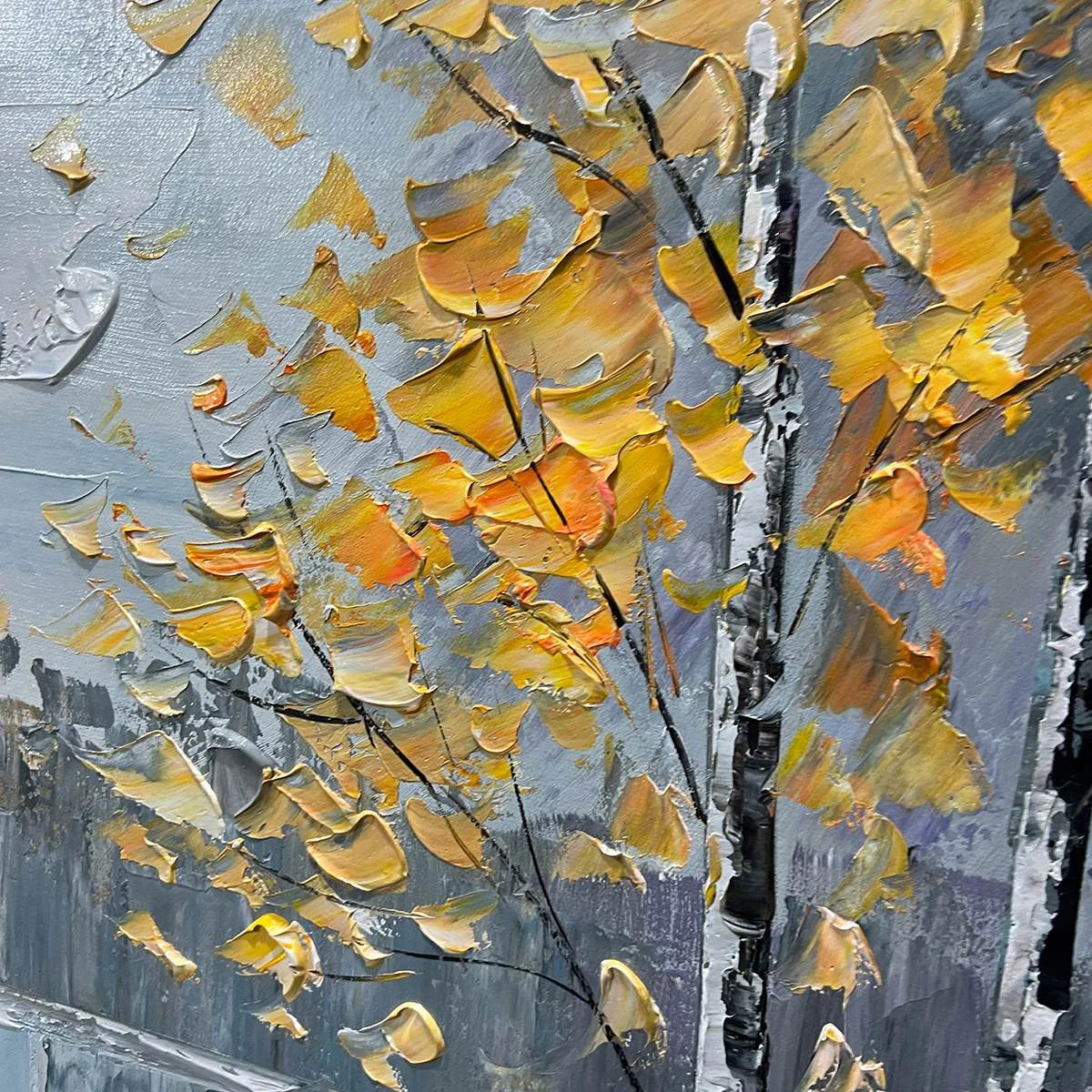 AUTUMN WHISPERS: Textured Impasto Landscape Oil Painting | rolled canvas, ready for custom framing