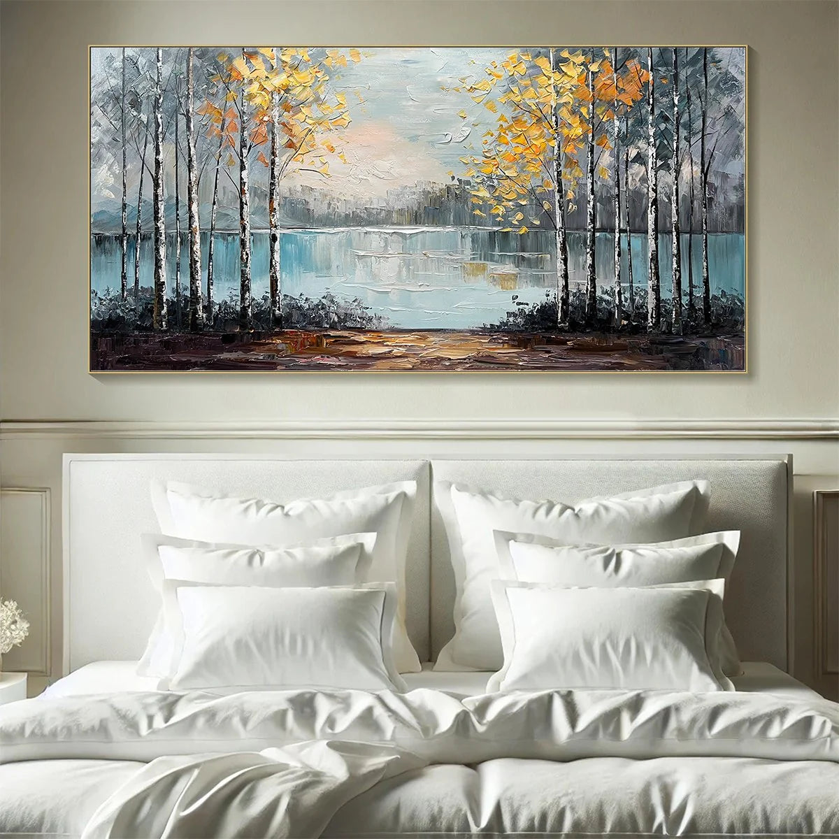 AUTUMN WHISPERS: Textured Impasto Landscape Oil Painting | impasto mood, soft natural light studio shot