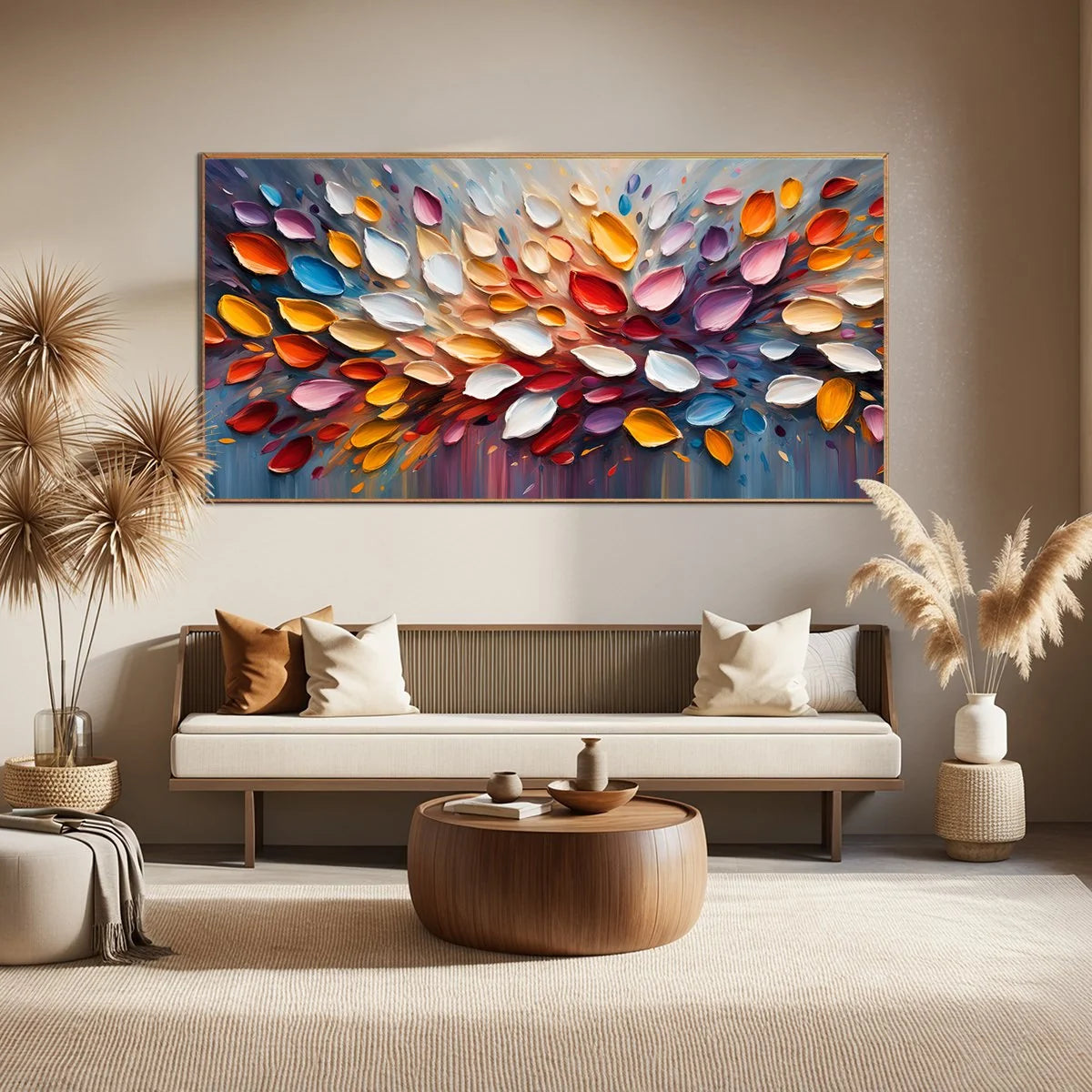 AUTUMN'S BURST: Textured Abstract Leaf Oil Painting | textured closeup, raised brushwork detail