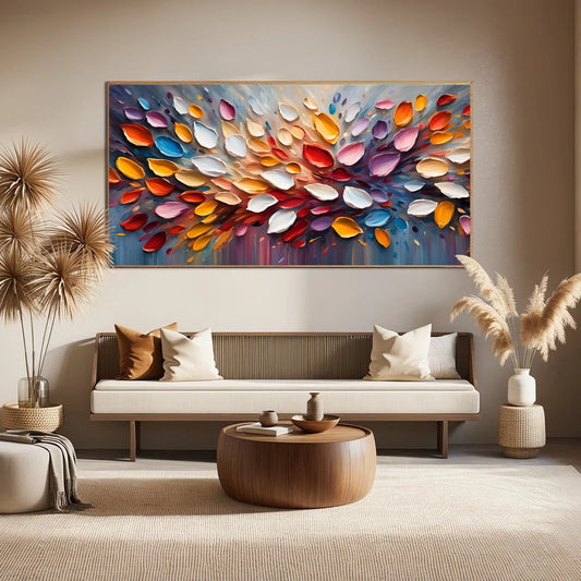 AUTUMN'S BURST: Textured Abstract Leaf Oil Painting