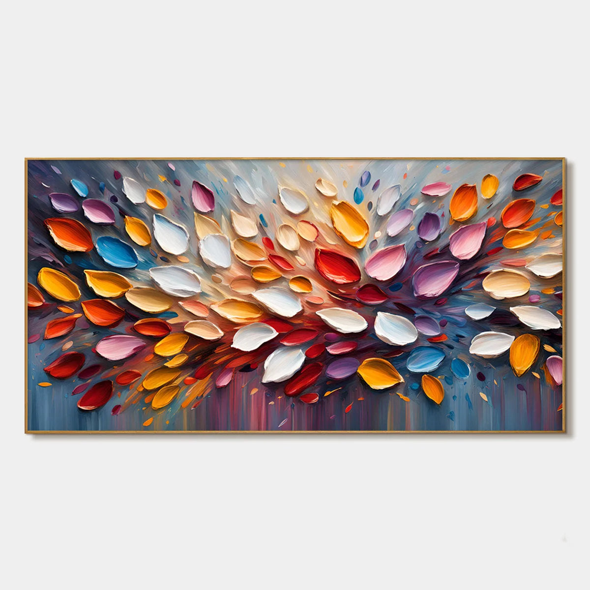 AUTUMN'S BURST: Textured Abstract Leaf Oil Painting | hanging in living room, textured wall art