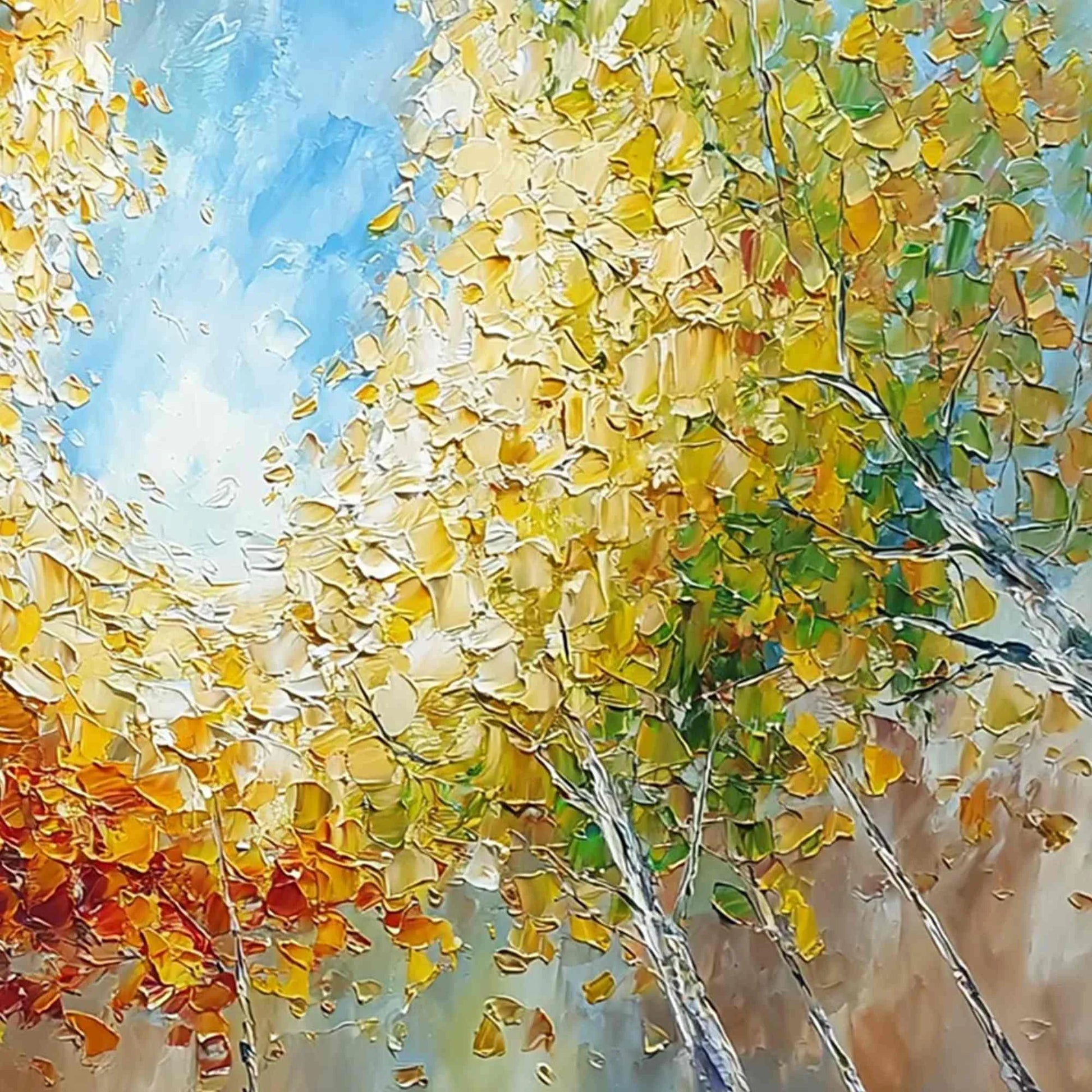 Autumn's Gaze Palette Knife Forest Landscape Oil Painting | rolled canvas, ready for custom framing