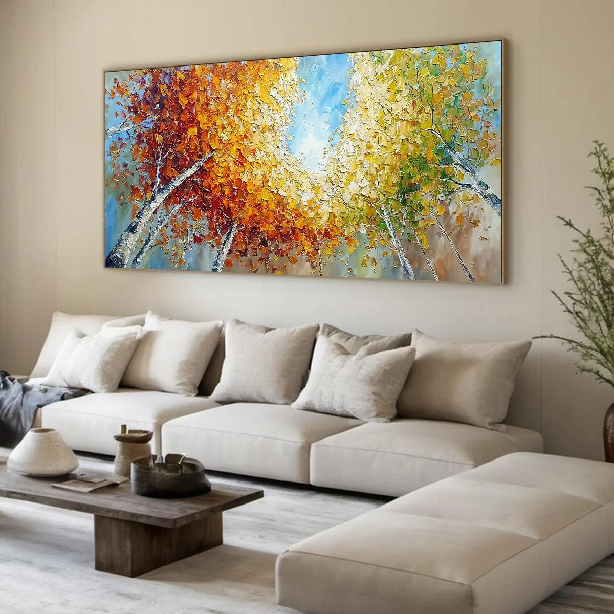 Autumn's Gaze Palette Knife Forest Landscape Oil Painting | multi palette, original bedroom art