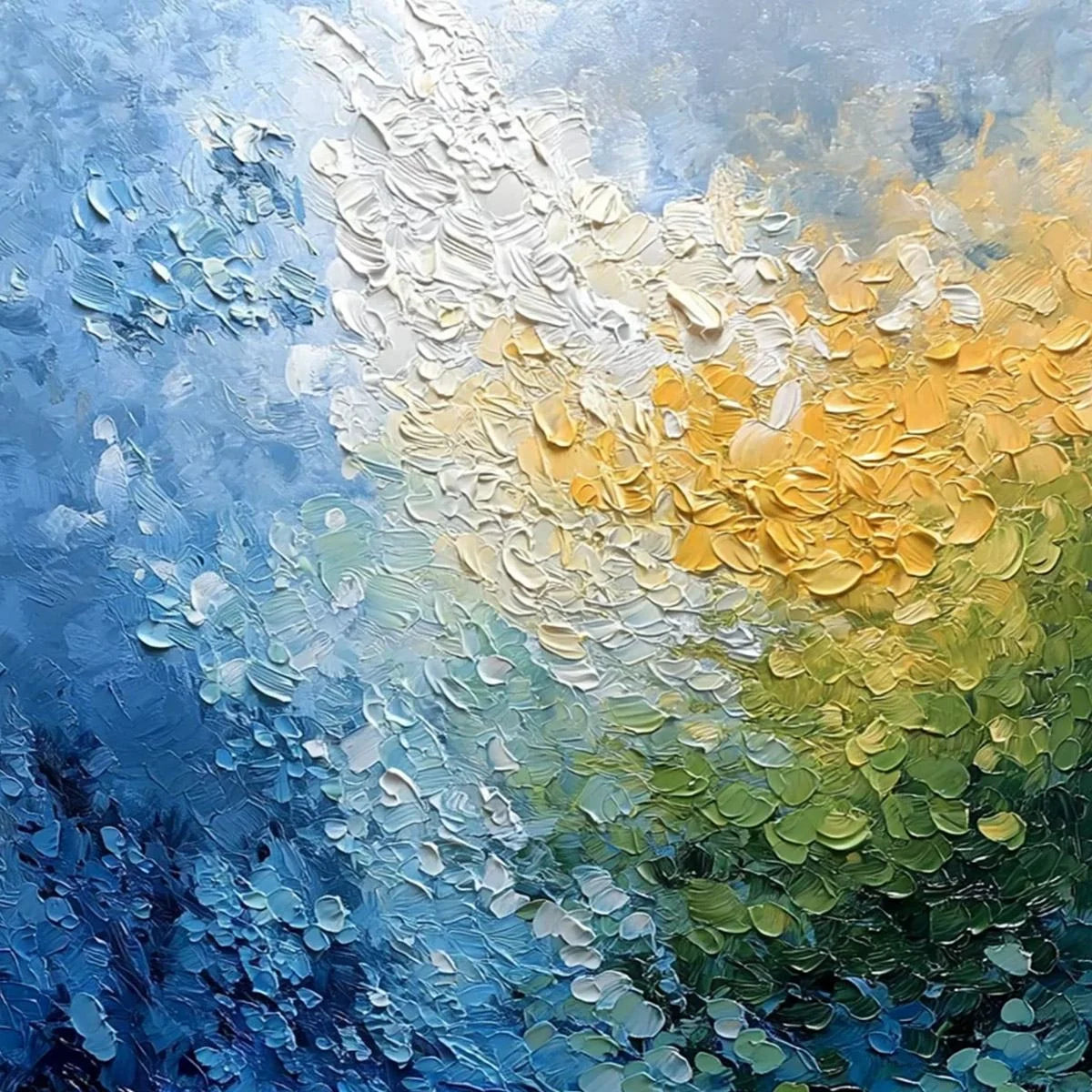 AVALON: Vertical Textured Abstract Seascape Oil Painting | rectangular format, hand-painted canvas edge