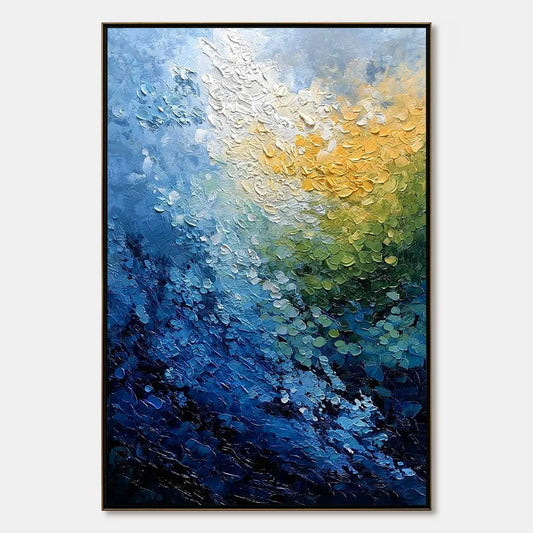 AVALON: Vertical Textured Abstract Seascape Oil Painting | hanging in living room, textured wall art