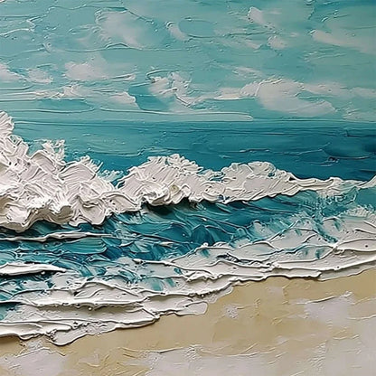 AZURE CREST: Heavily Textured Impasto Ocean Wave Oil Painting | rolled canvas, ready for custom framing