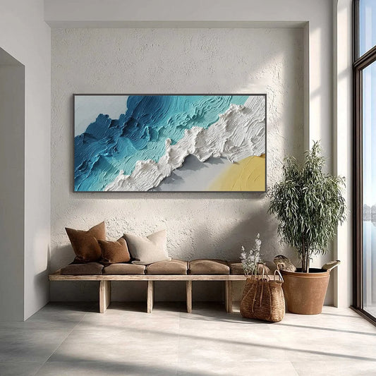 AZURE CREST: Heavy Texture Abstract Seascape Painting