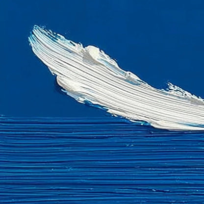 AZURE CREST: Minimalist Abstract Seascape Impasto Oil Painting | rectangular format, hand-painted canvas edge