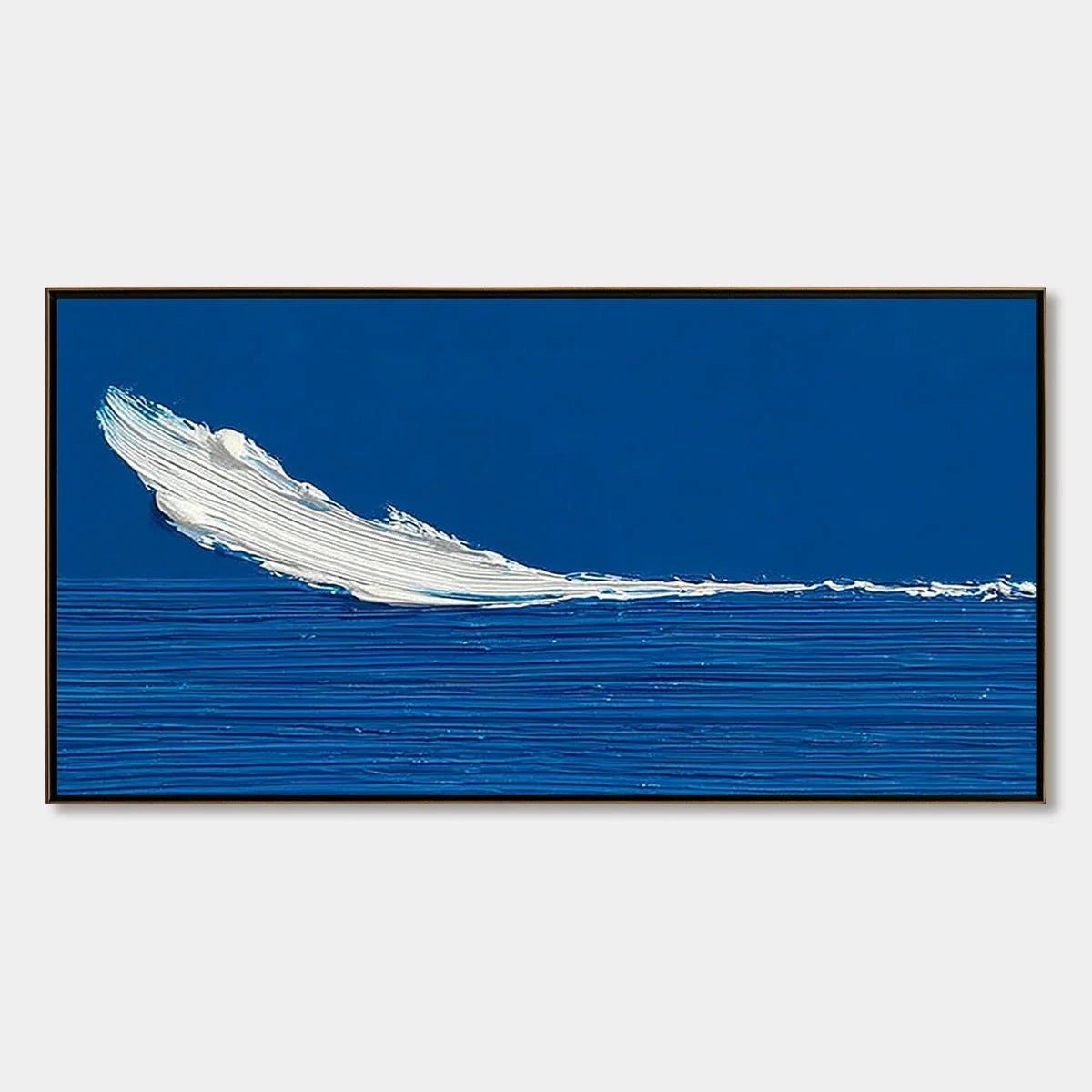 AZURE CREST: Minimalist Abstract Seascape Impasto Oil Painting | hanging in AZURE CREST: Minimalist Abstract Seascape Impasto Oil Painting featuring layered textured brushwork in refined tones; min...