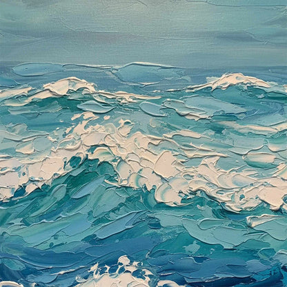 AZURE CREST: Textured Impasto Ocean Wave Wall Art | rolled canvas, ready for custom framing