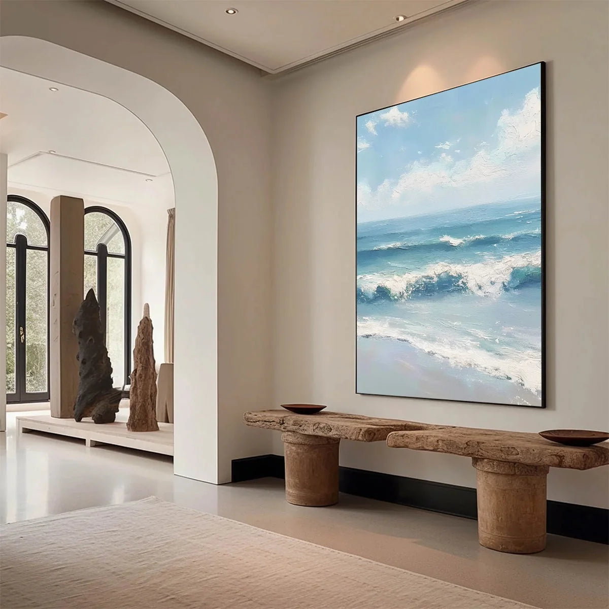 AZURE CREST: Textured Impasto Seascape Oil Painting | rolled canvas, ready for custom framing