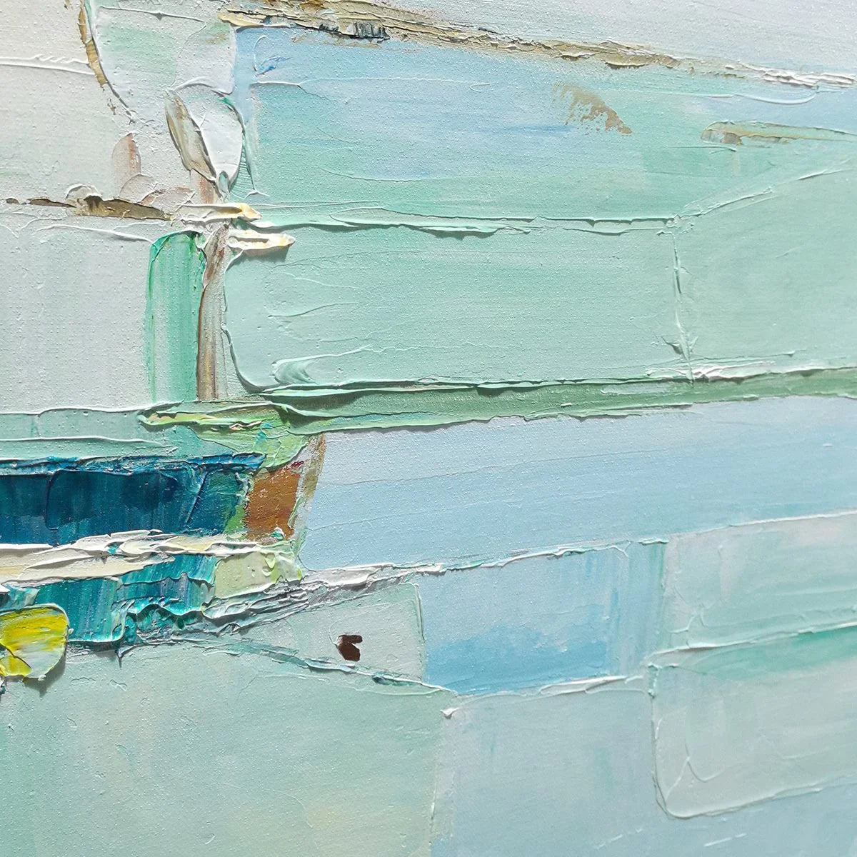 AZURE DREAM: Textured Abstract Landscape Oil Painting | rectangular format, hand-painted canvas edge