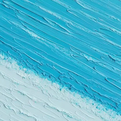 Azure Drift | Textured Abstract Beach Oil Painting Wall Art | rolled canvas, ready for custom framing