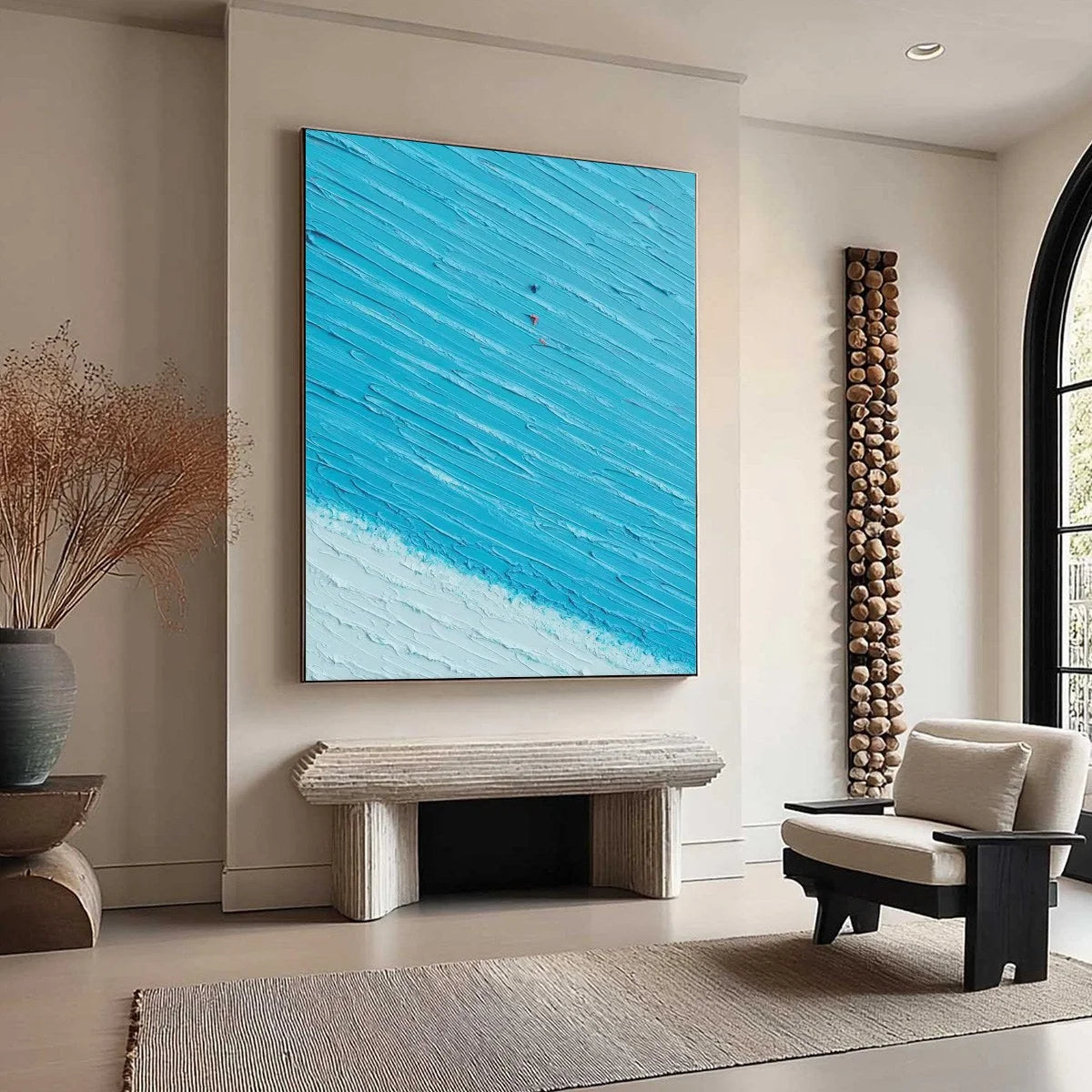 Azure Drift | Textured Abstract Beach Oil Painting Wall Art | blue palette, original Hand-painted on premium stretched canvas using artist-grade oils; layered surface captures light, foam, and a ca...