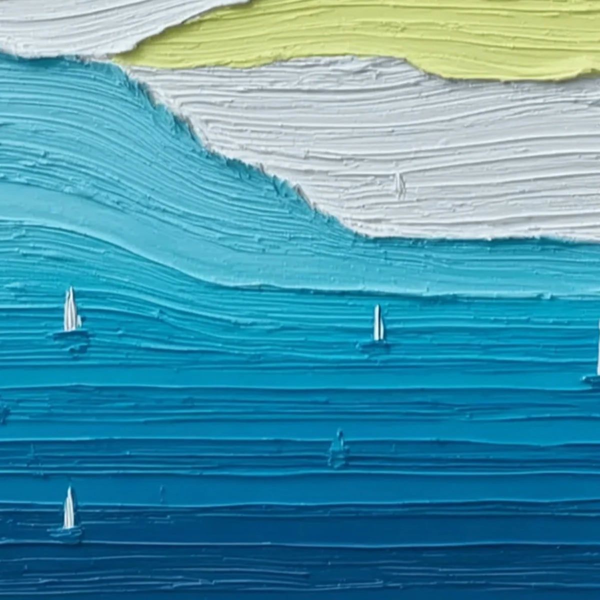 Azure Horizon Textured Seascape Oil Painting | Coastal Wall Art | rolled canvas, ready for custom framing