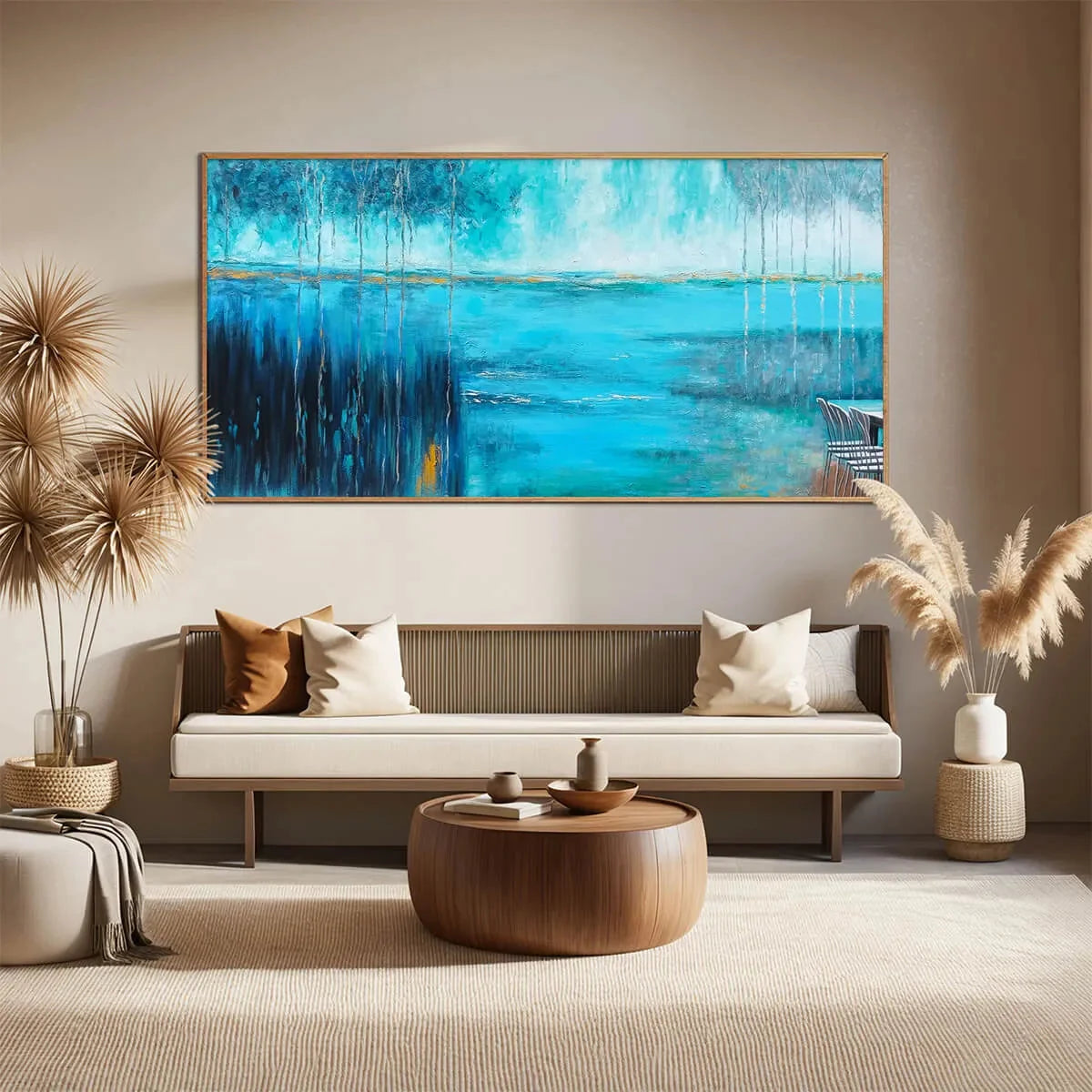 AZURE REFLECTIONS: Abstract Landscape Oil Painting on Canvas | Abstract closeup, raised brushwork detail