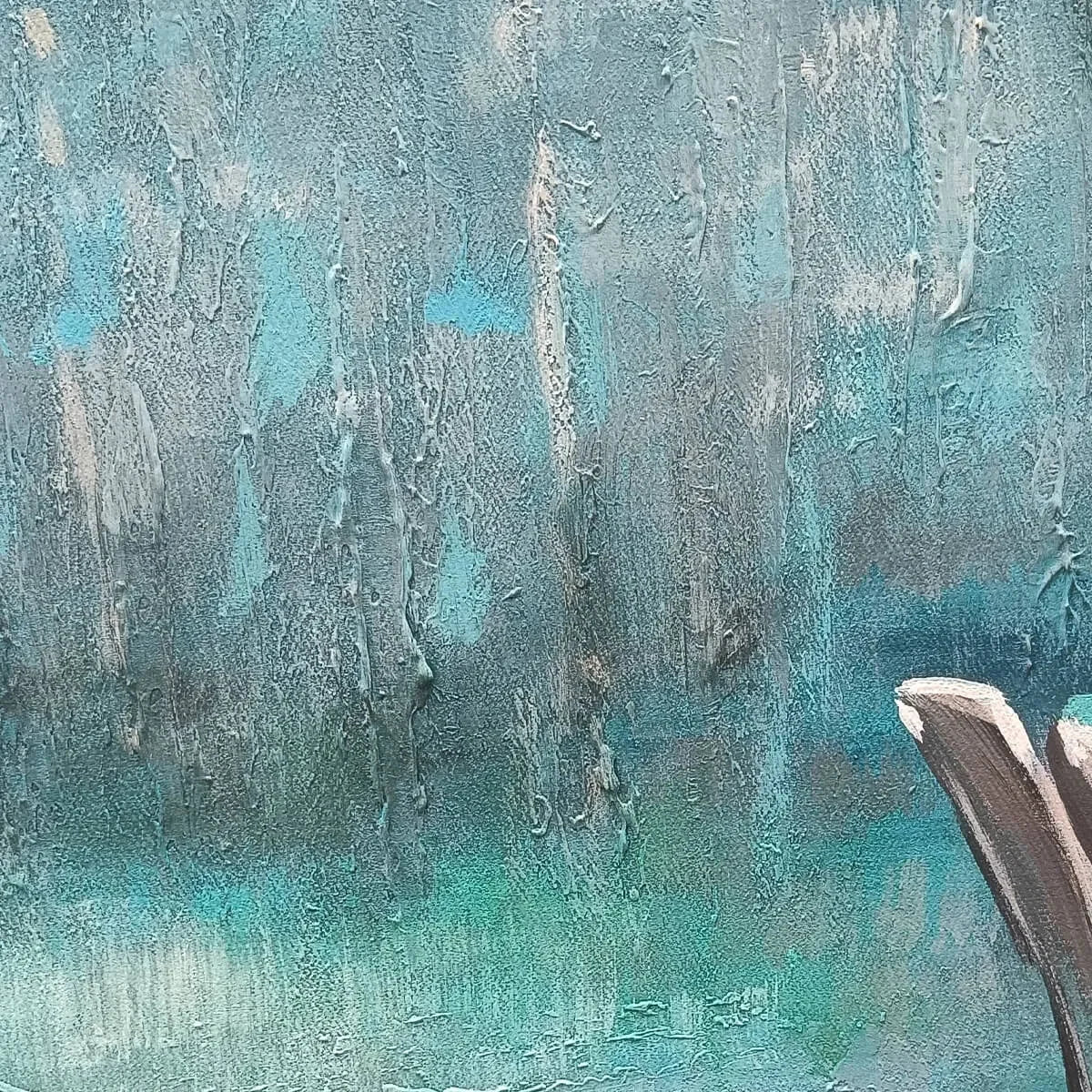 AZURE REFLECTIONS: Abstract Landscape Oil Painting on Canvas | rolled canvas, ready for custom framing