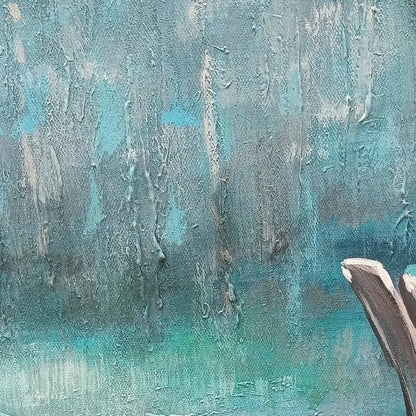 AZURE REFLECTIONS: Abstract Landscape Oil Painting on Canvas | rolled canvas, ready for custom framing