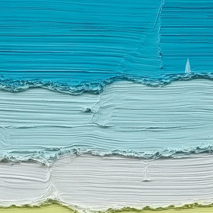 AZURE REGATTA: Textured Vertical Seascape with Sailboats | rectangular format, hand-painted canvas edge