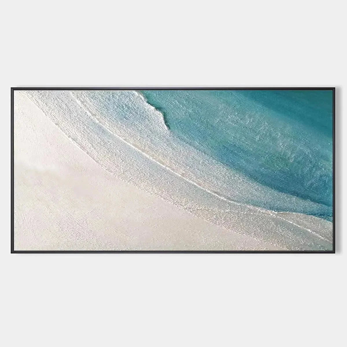 AZURE SHORES: Textured Abstract Beach Painting in Blue and White | hanging in AZURE SHORES: Textured Abstract Beach Painting in Blue and White featuring layered textured brushwork in refined tones;...