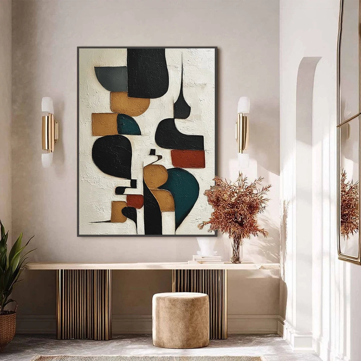 BALANCING ACT: Textured Wabi Sabi Abstract Painting for Modern Decor | Abstract closeup, raised brushwork detail