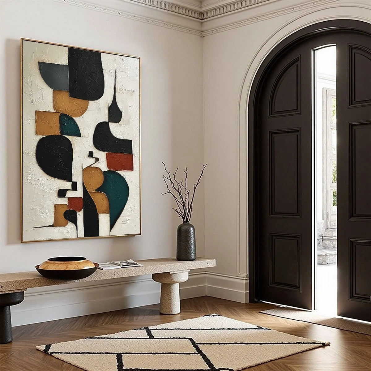 BALANCING ACT: Textured Wabi Sabi Abstract Painting for Modern Decor | Abstract mood, soft natural light studio shot