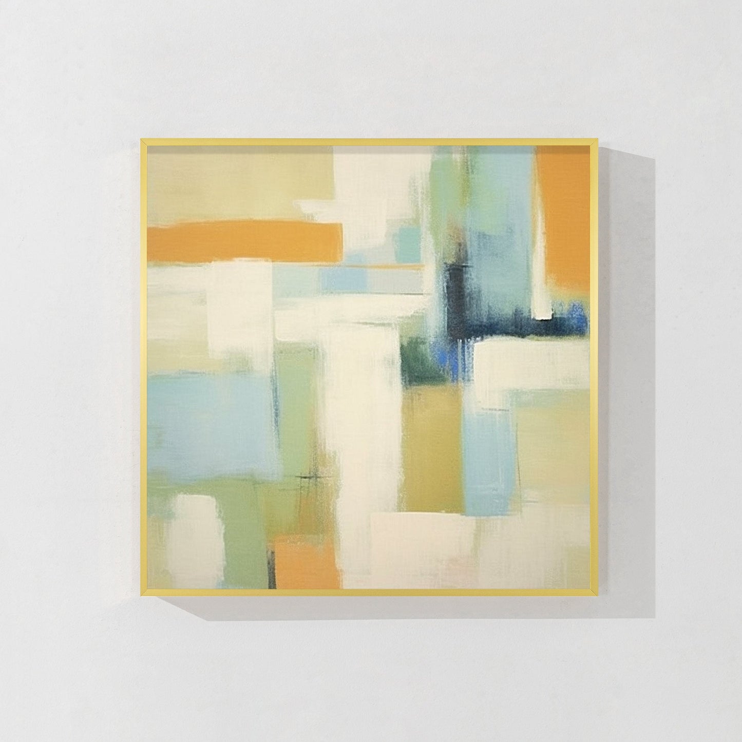 Beige Abstract Geometric Painting: Warm-Toned Square Canvas Wall Art #7