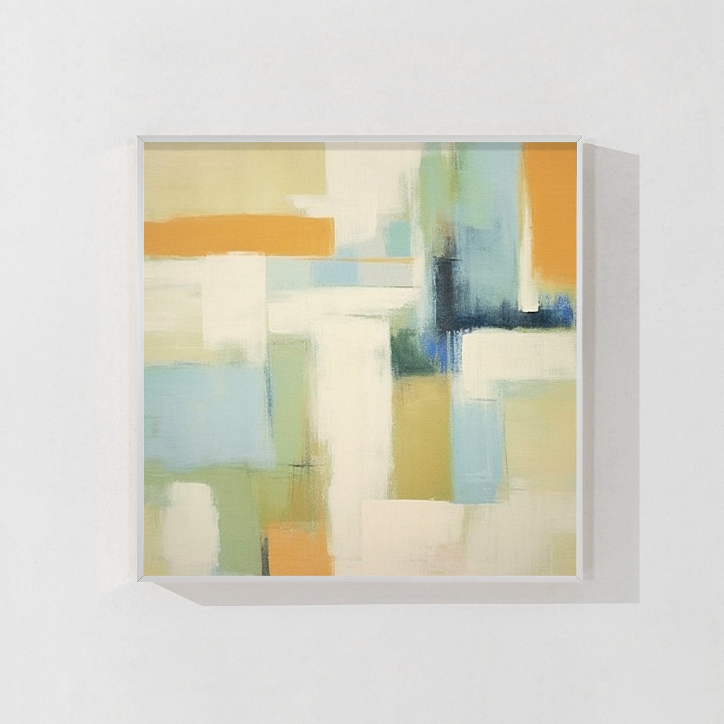 Beige Abstract Geometric Painting: Warm-Toned Square Canvas Wall Art #8