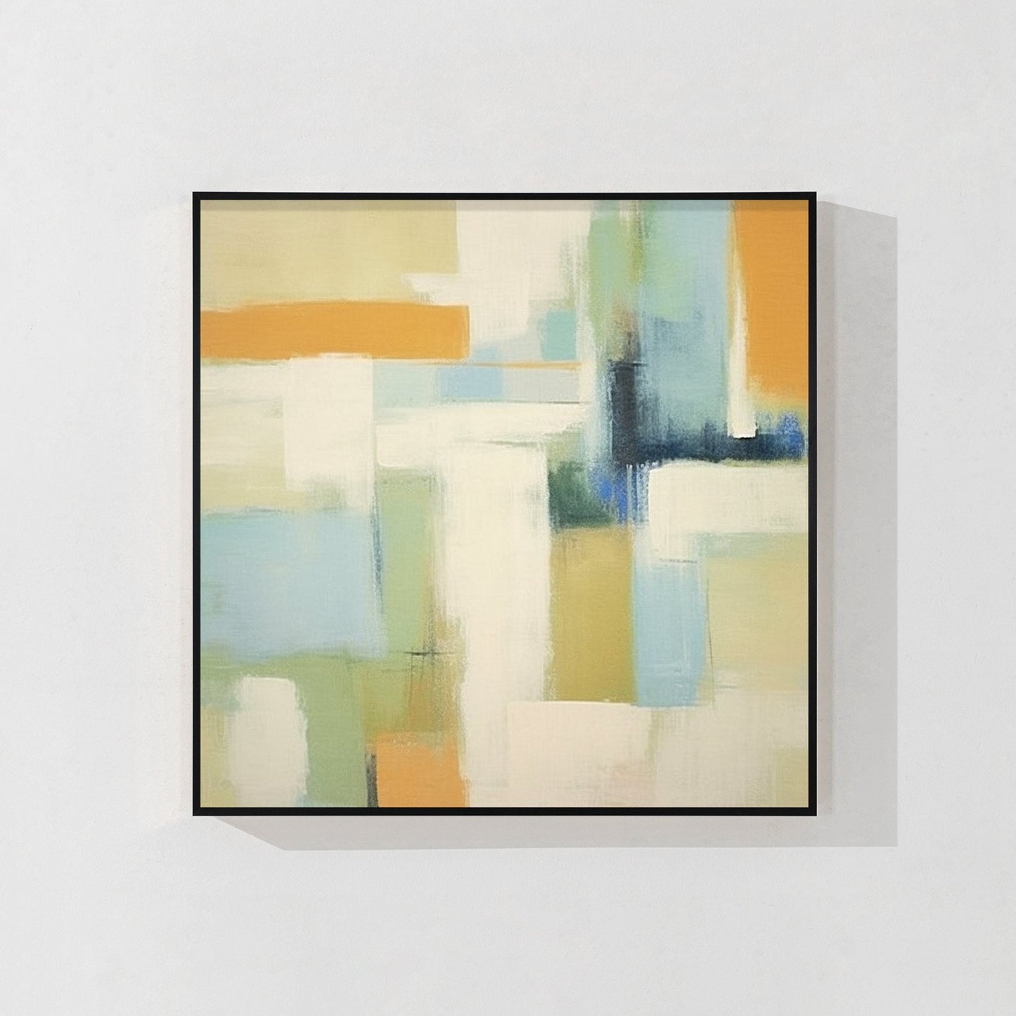 Beige Abstract Geometric Painting: Warm-Toned Square Canvas Wall Art #9